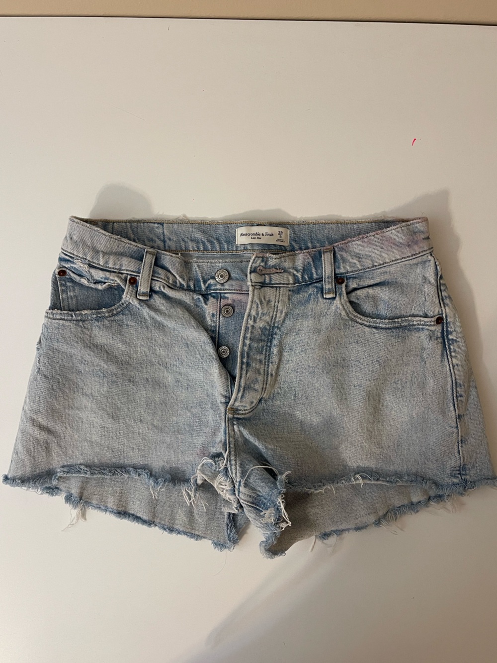 Abercrombie & Fitch Light Blue Distressed Boyfriend Denim Shorts